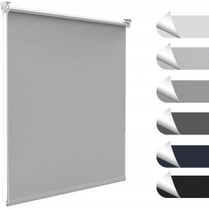 Store Enrouleur Occultant Thermique Sans Per&ccedil;age, Rideau Opaque Isolant, Montage Simple Pour Fen&ecirc;tre Ou Porte, 90l X 200l Cm, Largeur Du Tissu 86 Cm, Gris Clair - Neuf