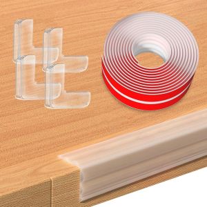 Protection Des Bords De Table Pour B&eacute;b&eacute;,Autocollante,1/2 M De Long,2/4/6 Cm De Large,Avec 4 Protections D'angles,En Caoutchouc,Pour Table En Verre,Transparente,1 M X 4 Cm - Neuf