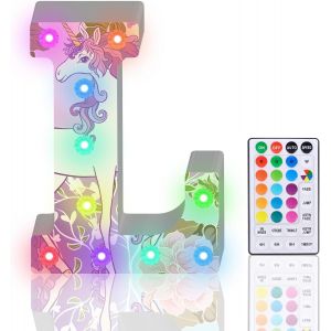 Trahoo-Lettres Lumineuses Led &Agrave; Paillettes Avec 18 Couleurs Changeantes,Veilleuse Avec T&eacute;l&eacute;commande Pour Filles,Cadeau D'anniversaire, Bar, F&ecirc;te De Mariage, No&euml;l, D&eacute;coration Murale De Table,L - Neuf