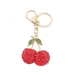 Diamant &Eacute;tincelant Cerise Fraise Keychain En M&eacute;tal De Sac De Charme Accessoire Pour Sac &Agrave; Main Ou Sac &Agrave; Dos, Conception De Paillettes - Neuf