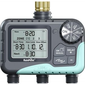 Ulteronixshop-Programmateur Arrosage 3 Sorties, entr&eacute;e en Laiton, Programmateur d'arrosage Automatique avec Retard De Pluie/Arrosage Manuel/Grand &eacute;cran LCD, Minuterie D'arrosage pour Jardin, Pelouse - Neuf