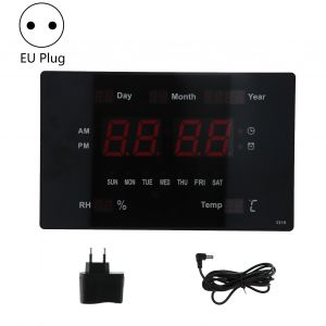 HJLIAN Horloge murale numerique multifonction a LED 100-240 V avec affichage de la temperature et de l'humidite, calendrier perpetuel, UE - Neuf