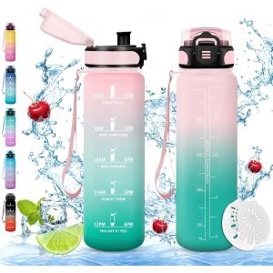 Shiba-Bouteille D'eau, Gourde 500ml/1l/1.5l, Sans Bpa, Étanche & Réutilisable, Bouteille D'eau Avec Marqueur De Temps Et Filtre, C[6 - Neuf