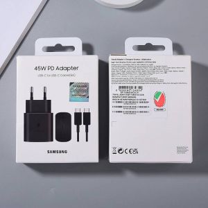 Chargeur Usb C 45w,Charge Très Rapide,Adaptateur Eu Us Ep-Ta845 Pour Galaxy S23 S22 S21 S20 Plus Fe Zfold 5 4-Black-Black Eu Set - Neuf