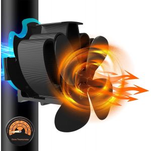 QUSA-Magnétiques Ventilateur Poele À Bois, Silencieux Ventilateur Cheminée Alimenté À La Chaleur 4 Pales Ventilateur De Poêle Avec Plaque De Déviation Modifiée Pour Cheminée Tuyau/Poêle À Granulés/Pe - Neuf