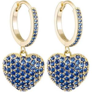 Kal-Boucles D'oreilles Pendantes En Forme De Coeur Pour Femmes, Boucles D'oreilles Hypoallerg&eacute;niques Plaqu&eacute;es Or Rose Et Argent Avec Cristal De Zircone Cubique - Neuf