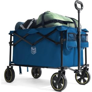 Chariot Camping Pliable 200l Avec Porte-Gobelet Poignée Réglable Chariot De Jardin Pour Tous Les Terrains Extérieur Camping Shopping Pêche Charge Max 100kg - Neuf