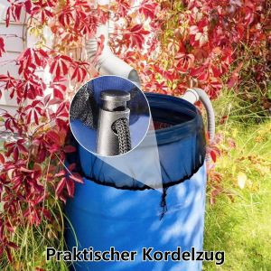 ASFASFq-Lot de 4 filets réglables pour citerne de pluie - Filet de protection avec cordon de serrage - Protection contre les insectes et les feuilles - Diamètre : 95 cm - Neuf
