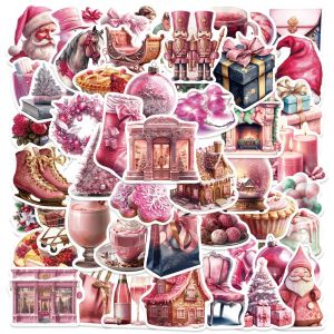 50 Pcs D&eacute;coration De No&euml;l Autocollants - Rose De La S&eacute;rie, Imperm&eacute;able &Agrave; L'eau Autocollants Cadeaux Pour Les Enfants Valise Bureau Ordinateur Portable Fen&ecirc;tre Titulaire De La Carte - Neuf