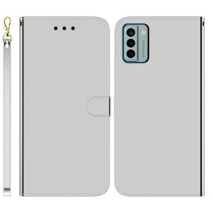 &Eacute;tui En Cuir Effet Miroir Pour Nokia G22 - Argent - Neuf