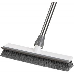 KALANKA-2 en 1 Brosse &agrave; R&eacute;curer Sol avec Long Manche(128cm), Brosse Sol avec Poils Durable et Raclette pour Nettoyer Les Carreaux et Surfaces en Bois, Cuisine, Salle de Bain, Terrasse, Patio, Garage - Neuf