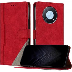 KAL-&Eacute;tui Pour Huawei Nova Y90 / Enjoy 50 Pro, Housse En Cuir Pu Avec [Protection Antichoc Tpu] [Fonction Support] [Porte-Cartes ] Antichoc Magn&eacute;tique Coque Pour Huawei Enjoy 50 Pro - Rouge - Neuf