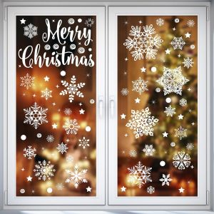 ERYI-275 Stickers Noel Fenetre, Flocons De Neige Autocollant Noel, Réutilisable Statique Adhésif Pvc Stickers Pour Fenêtre Porte Flocons De Neige Hiver Decoration Noel - Neuf