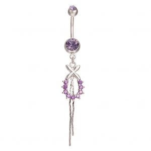 Piercing De Nombril Ovale Creux En Acier Inoxydable, Bijou Tendance, Violet - Neuf