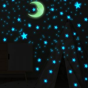 Lot de 103 étoiles phosphorescentes autocollantes pour plafond, décoration de chambre d'enfant - Neuf