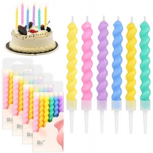 Chenquansarl-Lot De 24 Bougies D'anniversaire En Spirale Colorées Arc-En-Ciel Pour Gâteaux, Bougies De Gâteau Épaisses Avec Supports, 10,5 Cm, Décorations De Gâteaux Pour Anniversaires, Fêtes De Bure - Neuf