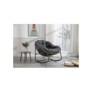 Fauteuil À Bascule D'extérieur, Fauteuil De Loisirs Contemporain Adapté Aux Balcons, Vérandas, Jardins, Terrasses, Gris Foncé - Neuf