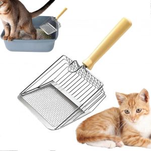 Pelle A Litiere Pour Chat, Pelle A Filet, Poignee Confortable, Pelle En Acier Inoxydable, Chaton, Pelle Multi-Chats, Menage, Poulailler, Petits Animaux - Neuf