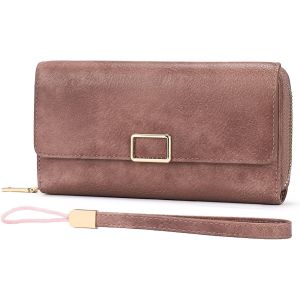 CAUC-Portefeuille Femme Cuir, Porte Monnaie Femme avec Protection RFID, Porte Feuilles pour Femmes avec Plusieurs Compartiments pour Cartes, Porte-Monnaie avec Fermeture &eacute;clair - Neuf