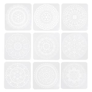 Ensemble de 9 pochoirs mandala pour projets de bricolage et de peinture - Neuf