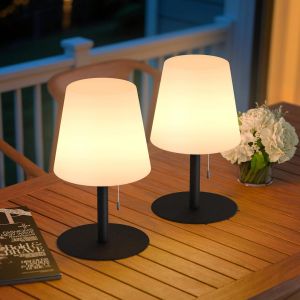 Ulteronixshop-Lot De 2 Lampes De Table Led D'ext&eacute;rieur &Agrave; Batterie - Blanc Chaud - Intensit&eacute; Variable - 8 Couleurs Changeantes - &Eacute;tanche Ip54 - Pour Maison, Jardin, H&ocirc;tel, Balcon (Noir) - Neuf