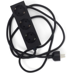 Power Bar 5 M Power Strip With Magnetic Bottom (Black) - Practical And Stylish 3 Magnetic Sockets - Triple Magnetic Socket - Power Strip 3-Way - Neuf