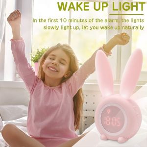 Réveil à induction mignon en forme de lapin,réglage automatique intelligent de la lumière respiratoire,automati - Neuf
