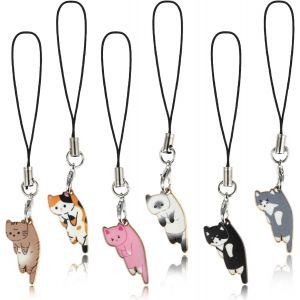 Kal-Breloque De Téléphone En Forme De Chaton Mignon, Pendentif En Forme De Chaton Mignon, Petit Animal Créatif, Porte-Clés Fait À La Main, Bracelet Anti-Perte De Téléphone Pour Femmes Et Filles - Neuf
