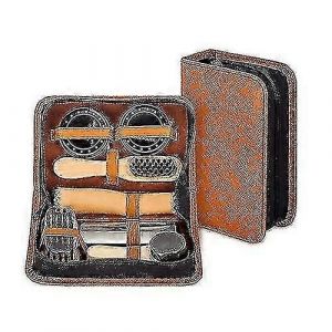 Kit De Cirage De Chaussures Avec &Eacute;tui En Cuir Pu &Eacute;l&eacute;gant,Kit De Cirage De Chaussures De Voyage De 7 Pi&egrave;ces - Neuf
