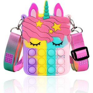 KAL-Licorne Pop-It Push Bubble Fidget Toys Sac À Bandoulière Pour Filles Sensory Toys, Pop Jouets Anti-Stress Sac À Main Pour Femmes Et Enfants - Neuf