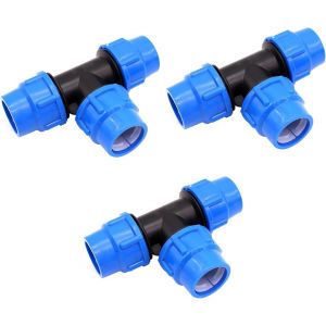 Raccord Tuyau 25mm,Raccords De Tuyau D'eau En T-25 Mm X 25 Mm X 25mm,Raccord De Plomberie De Compression Pn16 &iquest; Connecteur Compatible Avec Tuyaux En Poly&eacute;thyl&egrave;ne&iquest;3 Pi&egrave;ces&iquest; - Neuf