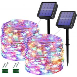Solaire Cha&icirc;ne de Lumi&egrave;res Ext&eacute;rieures de couleur ,Pack de 2 2&times;120LED de Jardin &eacute;clairage Solaire Imperm&eacute;able &agrave; l'eau Solaires F&eacute;e des Lumi&egrave;res de 40Ft 8 Modes d'&Eacute;clairage de D&eacute;coration pour le Jard - Neuf