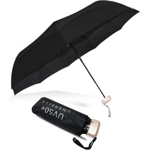 ,Mini parapluie de poche pliable femme parapluie anti tempete/UV Compact Portable &eacute;tanche Ombrelle de Voyage-le noir - Neuf