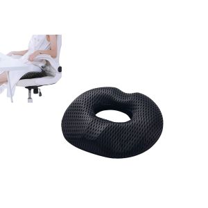 Coussin d'assise rond en mousse &agrave; m&eacute;moire de forme pour chaises de bureau et de maison - Noir - Neuf