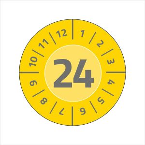 Lot de 80 plaques d'essai de 2024 (r&eacute;sistantes, tr&egrave;s adh&eacute;sives, &Oslash; 30 mm, autocollant d'essai inscriptible en film vinyle) R&eacute;f&eacute;rence : 6944-2024 Jaune - Neuf