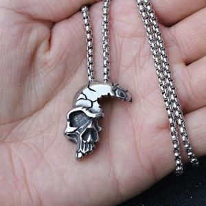 Nouveau Crâne Pendentif Personnalité Punk Collier Tendance Hommes S Chaîne En Acier Inoxydable Accessoires Croix Cadeau De Vacances - Neuf