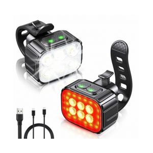 Ensemble D'éclairages De Vélo Rechargeables Usb Ultra-Lumineux - Feux Avant Et Arrière Réglables, Étanches Et Durables Pour Une Conduite Nocturne En Toute Sécurité - Neuf