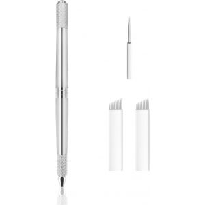 Stylo Microblading 3 En 1,Outil De Tatouage Des Sourcils Pour Le Maquillage Permanent Des Sourcils (Argent) - Neuf