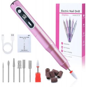 NSIECD-Lime a Ongle Electrique, 30000 tr/min Ponceuse a Ongle, ponceuse pour Ongles Professionnel avec LED &Eacute;cran Num&eacute;rique, Ponceuse Oongles avec Pointe en C&eacute;ramique pour Manucure et Pedicure - Neuf