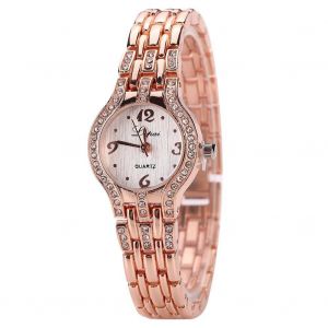Lvpai Alliage Maille Bracelet Strass Mouvement À Quartz Montre Analogique (Bracelet En Or Cadran Blanc) - Neuf