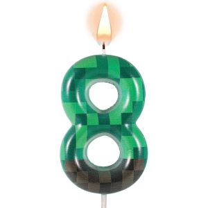 Eryi-Bougies D'anniversaire À Thème Tnt Pour Gâteau, Bougies D'anniversaire À Chiffres Verts Pixels Décorations De Gâteaux Tnt Pour Anniversaire Baby Shower Jeux Vidéo Fournitures De Fête (Numéro 8) - Neuf