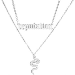 Kal-Collier Serpent, Collier Pendentif Serpent, Collier Serpent Argenté, Chaîne De Clavicule Double Couche, Rétro Collier Serpent, Collier Bohème Superposé Collier, Pour Les Jeunes Femmes De La Mode - Neuf