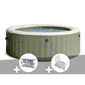 Kit spa gonflable Intex PureSpa Olive rond Bulles 8 places + 6 filtres + Porte-verre - Neuf