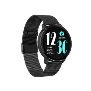 Lcd Multifonctionnel &Eacute;cran Rond Montre Sport Podom&egrave;tre &Eacute;tanche Bracelet Unisexe Cadre Noir Ceinture En Acier Noir - Neuf