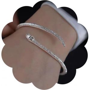Eryi-Argent Serpent Manchette Ouvert Réglable Wrap Bypass Bracelet Drôle Pliable Animal Bijoux Pour Femmes Filles - Neuf