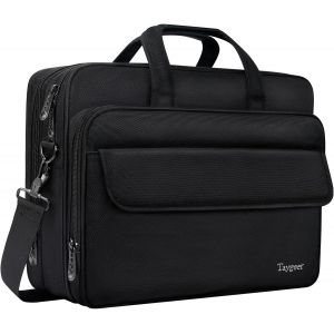 CHECARZHN--NO1-17 Poucse Sac Ordinateur Portable Expansible, Ordinateur Sac Messenger Résistant À L'Eau Voyage Bureau Sacs Bandouliere Pour Les Hommes Portez Sur Mallette Business Handcase, Noir - Neuf