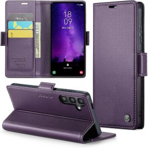 Maa-Coque Pour Samsung Galaxy S24 Fe, Étui Housse En Rfid Protection Premium Pu Cuir Portefeuille Rabat Case Magnétique Stand Antichoc, Étui Case Pour Samsung Galaxy S24 Fe, Violet - Neuf