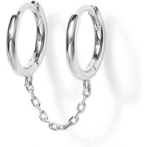 Kal-Boucles D'oreilles Argent 925 Pour Femme Plaquée Or 14 Carats Dangle Chaîne Boucles D'oreilles, Double Creoles Or/Argent Pour Plusieurs Piercings Oreille Helix Tragus Piercing Bijoux - Neuf