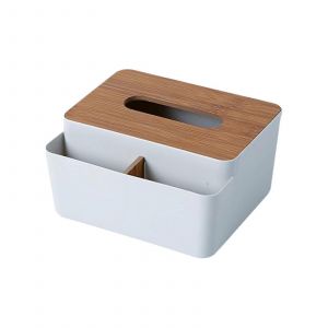 Couvercle de boîte a mouchoirs, en plastique, rectangulaire, distributeur avec rangement pour salle de bain, salon, maison (Gris) - Neuf