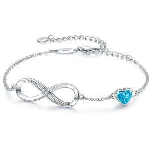 Bracelet Femme Argent 925 Infini, Bracelet D&iquest;Amour Femme R&eacute;glable, Bijoux Femme Cadeaux No&euml;l Femme Anniversaire F&ecirc;te Des M&egrave;res Cadeau Maman Infinity Heart Bracelets Silver - Neuf